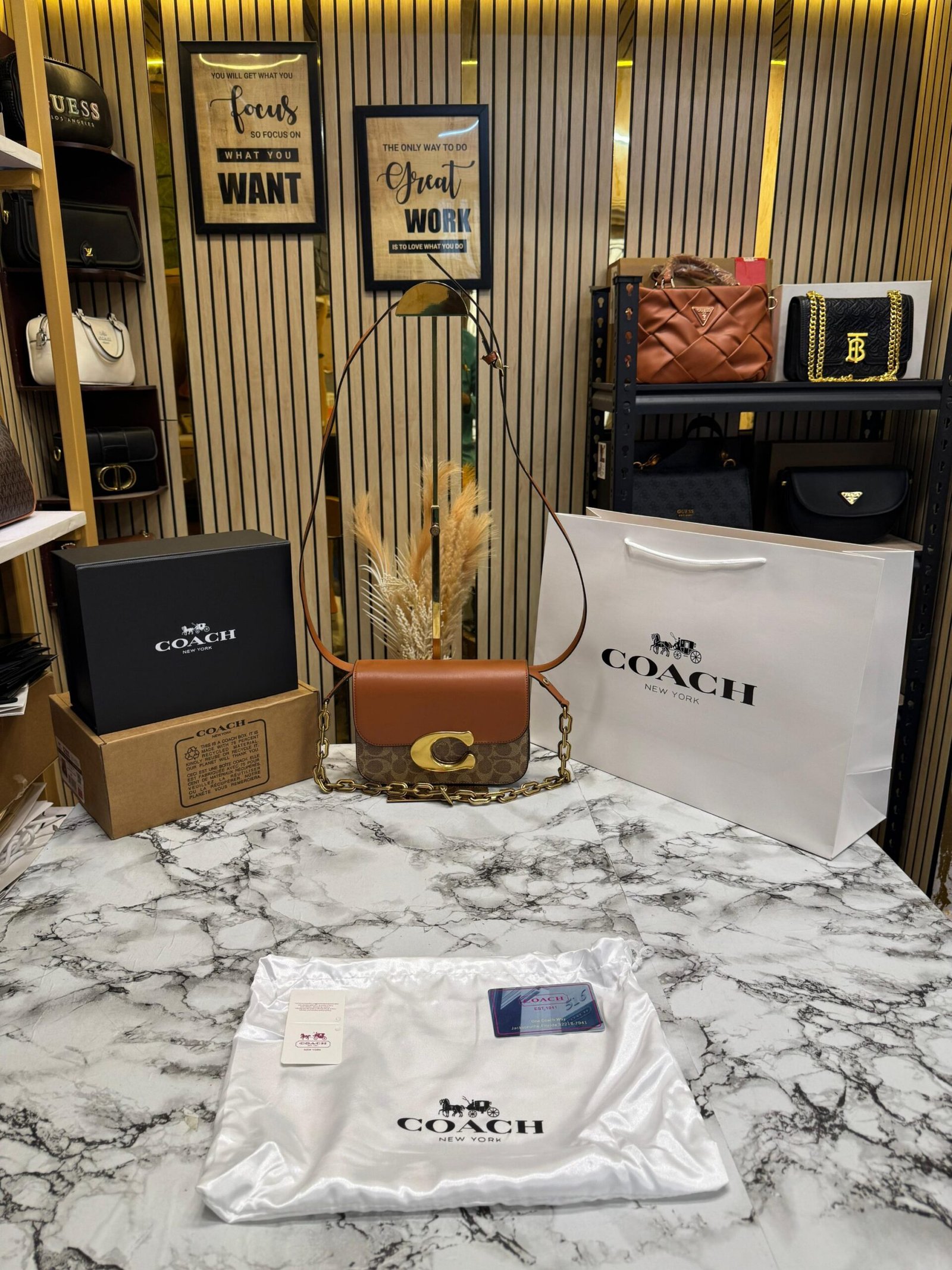 COACH IDOL SIGNATURE PREMIUM BAG WITH OG DOUBLE BOX AND CARRY BA